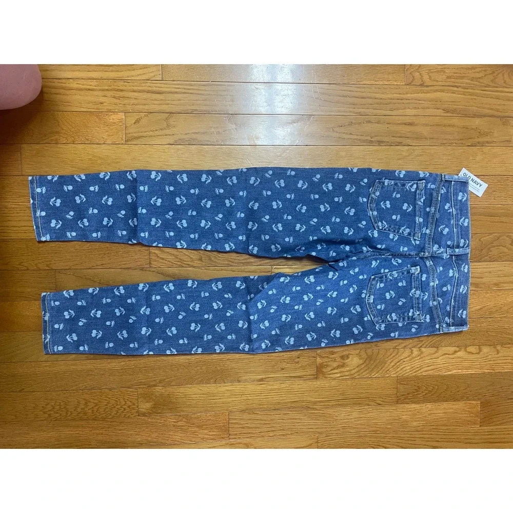 Old Navy Girls‎ Rockstar High-Rise Jeggings Size 10 Cherry Print Blue Denim NEW